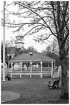 Gazebo and church. Walpole, New Hampshire, USA ( black and white)