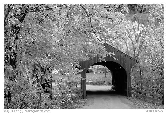 Covered bridge in autumn, Bath. New Hampshire, USA