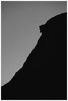 Old man of the mountain at dusk, Franconia Notch State Park. New Hampshire, USA (black and white)