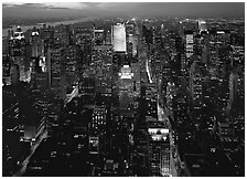 Looking North from the Empire State Building, dusk. USA ( black and white)