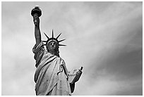 Statue of Liberty and clouds, Statue of Liberty National Monument. NYC, New York, USA (black and white)