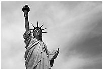 Statue of Liberty and clouds, Statue of Liberty National Monument. NYC, New York, USA ( black and white)