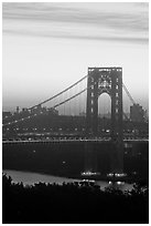 Washington Bridge at dawn from New Jersey. NYC, New York, USA (black and white)