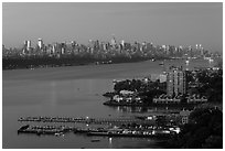 Manhattan seen from Fort Lee, New Jersey, sunrise. NYC, New York, USA ( black and white)