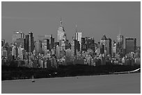 New York City skyline at sunrise. NYC, New York, USA (black and white)