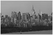 Manhattan skyline at sunrise. NYC, New York, USA (black and white)