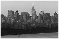 New York skyline  with Empire State Building, sunrise. NYC, New York, USA (black and white)