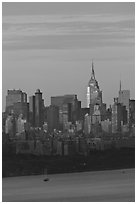 Mid-town New York skyline and Empire State Building. NYC, New York, USA (black and white)