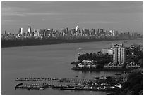 New York City seen from New Jersey, early morning. NYC, New York, USA ( black and white)