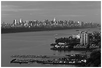 New York City seen from New Jersey, early morning. NYC, New York, USA ( black and white)
