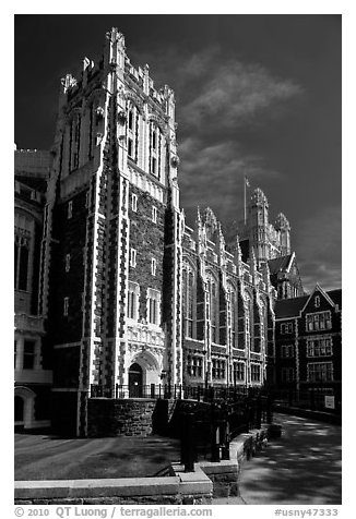 Shepard Hall, the City University of New York. NYC, New York, USA (black and white)