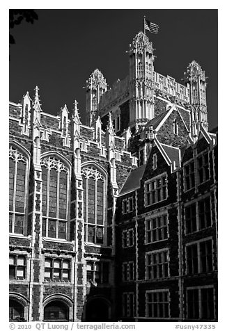 Shepard Hall tower, CUNY. NYC, New York, USA (black and white)