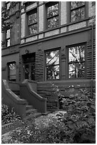 Front yard and townhouse. NYC, New York, USA ( black and white)