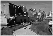 People strolling the High Line. NYC, New York, USA (black and white)