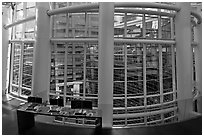 Glass windows and courtyard, One Beacon Court. NYC, New York, USA (black and white)