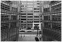 One Beacon Court courtyard from building. NYC, New York, USA (black and white)