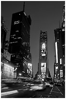 One Times Square at dusk. NYC, New York, USA (black and white)