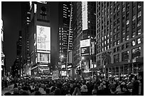 Crowds on Met Opera opening night, Times Square. NYC, New York, USA (black and white)