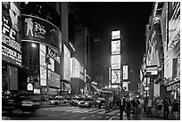 The Great White Way (Times Square) at night. NYC, New York, USA (black and white)