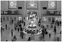 Information booth, Grand Central Station. NYC, New York, USA (black and white)