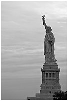 Liberty Enlightening the World, side view, evening. NYC, New York, USA (black and white)
