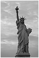 Statue of Liberty with lit torch, Statue of Liberty National Monument. NYC, New York, USA (black and white)