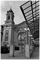 Entrance to Main Building, Ellis Island. NYC, New York, USA (black and white)