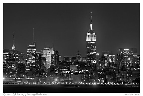 Mid-town Manhattan skyline by night. NYC, New York, USA