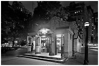 Bowling Green subway entrance. NYC, New York, USA ( black and white)