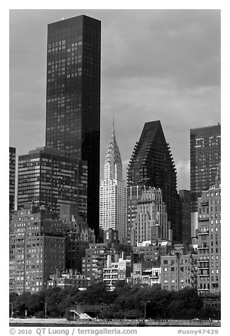 Trump World Tower and Chrysler Building. NYC, New York, USA (black and white)