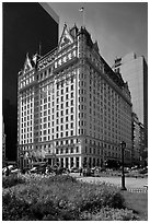 Grand Army Plaza and Plaza Hotel. NYC, New York, USA ( black and white)