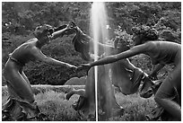 Three Dancing Maidens sculpture and fountain, Central Park. NYC, New York, USA (black and white)