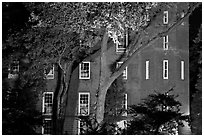 Central Park building at night. NYC, New York, USA (black and white)