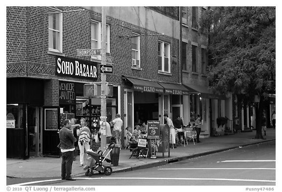 SoHo stores. NYC, New York, USA (black and white)
