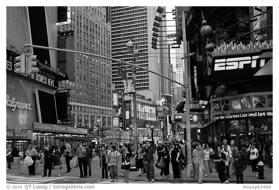 Times Squares area. NYC, New York, USA (black and white)