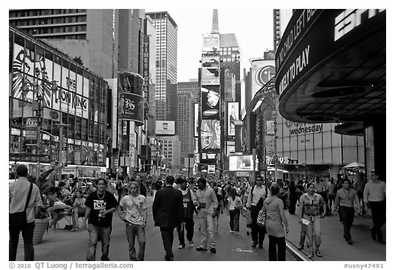 Crowds on Times Squares by day. NYC, New York, USA (black and white)