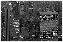 Mid-town towers at dusk from above. NYC, New York, USA ( black and white)