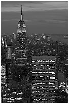 Empire State Building and skyline at night. NYC, New York, USA ( black and white)