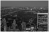 Central Park at night from above. NYC, New York, USA (black and white)