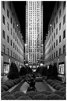 Rockefeller center by night. NYC, New York, USA ( black and white)