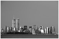 South Manhattan and WTC at dusk. NYC, New York, USA (black and white)