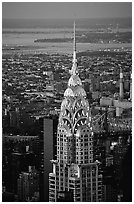 Chrysler building, seen from the Empire State building at dusk. NYC, New York, USA (black and white)