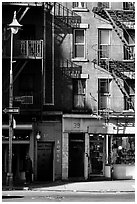 Street in Chinatown. NYC, New York, USA ( black and white)