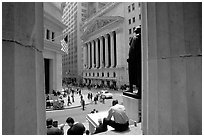 Wall Street stock exchange (NYSE). NYC, New York, USA (black and white)
