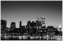 South Manhattan and WTC from Brooklyn, dusk. NYC, New York, USA ( black and white)