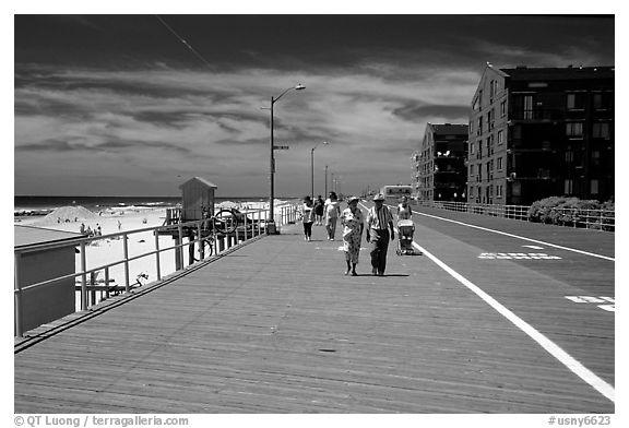 Boardwalk on Long Beach. Long Island, New York, USA (black and white)
