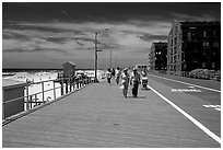 Boardwalk on Long Beach. Long Island, New York, USA ( black and white)