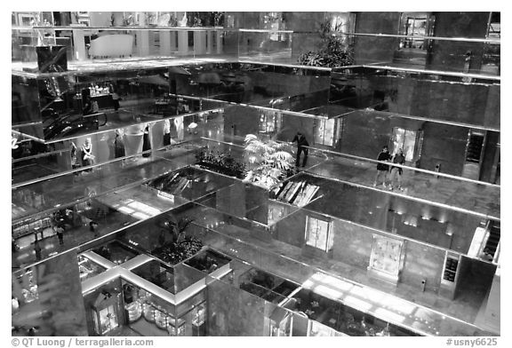 Inside the Trump Tower. NYC, New York, USA (black and white)