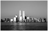 South Manhattan skyline and World Trade Center towers, late afternoon. NYC, New York, USA (black and white)