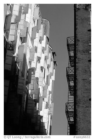 Shutters on a facade. NYC, New York, USA (black and white)